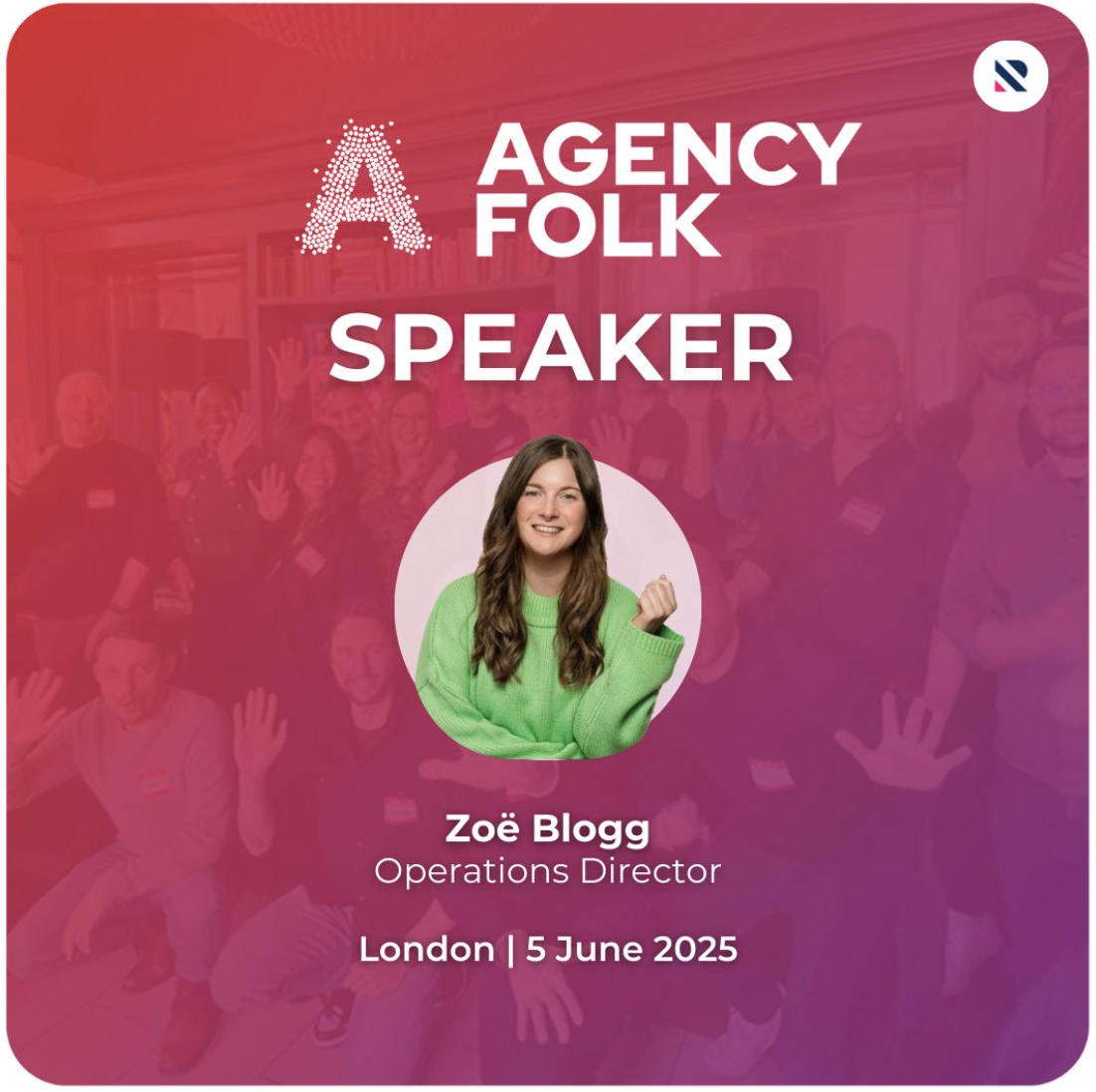 Zoë Blogg announced as a speaker at Agency Folk